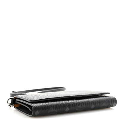 MCM Visetos Tri Fold Phone Wallet On Strap Black 4 of 10