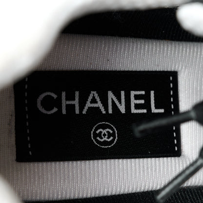 Chanel Mesh Suede Grained Calfskin Womens CC Sneakers 37.5 Black White 7 of 10