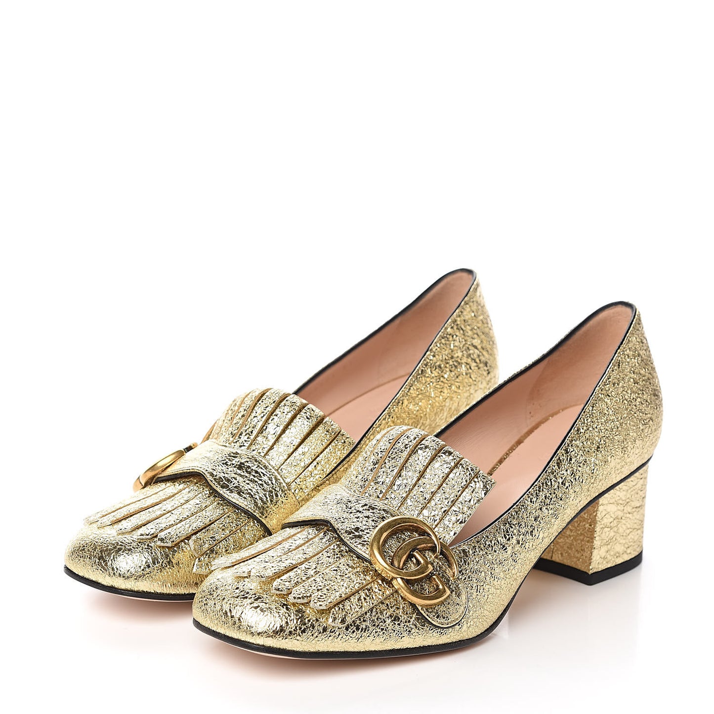Galassia GG Marmont Fringe 50mm Loafer Pumps 39 Platino