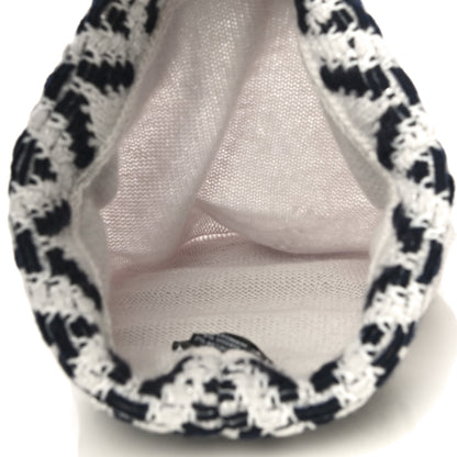 Chanel Cashmere Blend CC Beanie Hat White Navy Blue 3 of 9