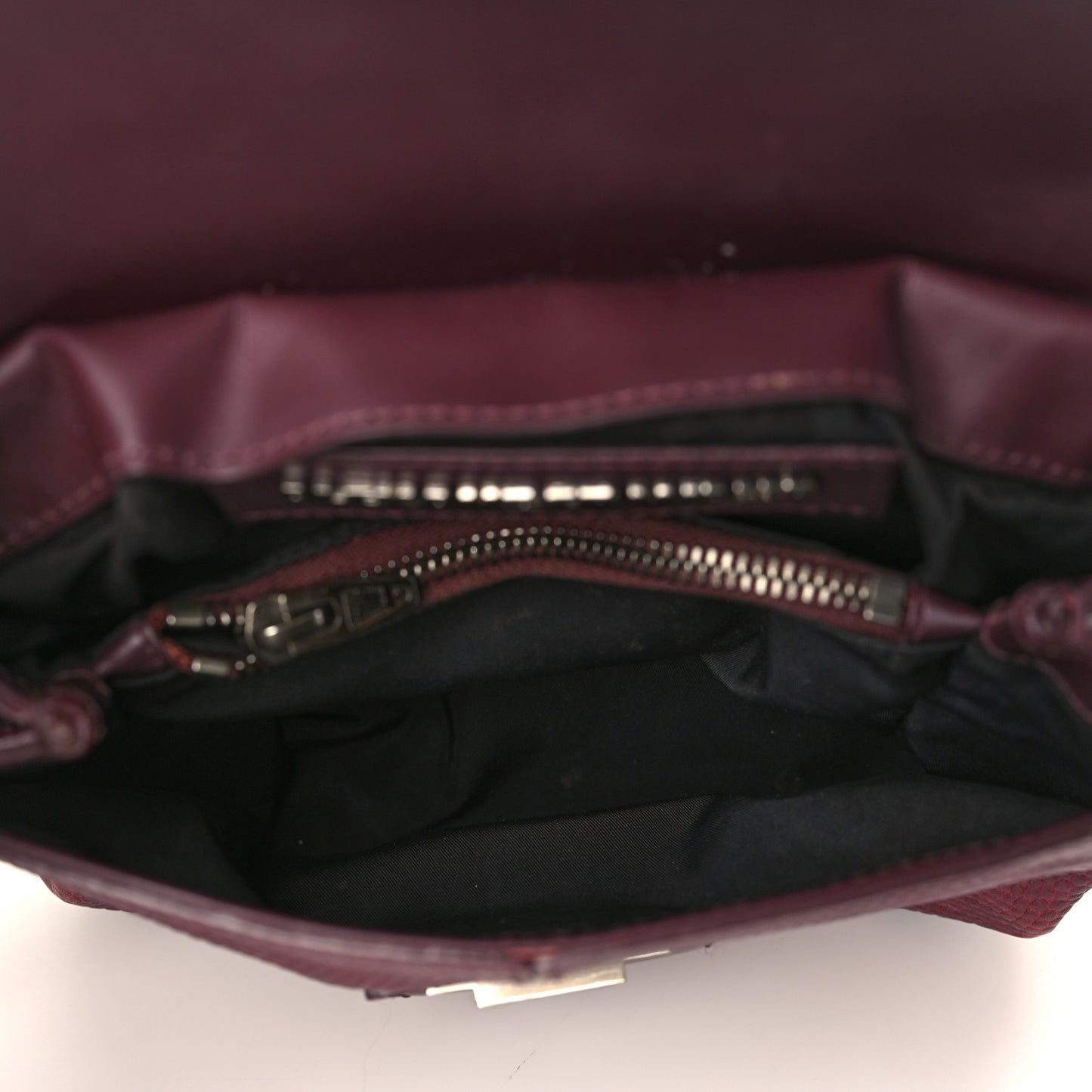 Lizard Calfskin Embossed Small Marion Tote Oxblood Silver Hardware