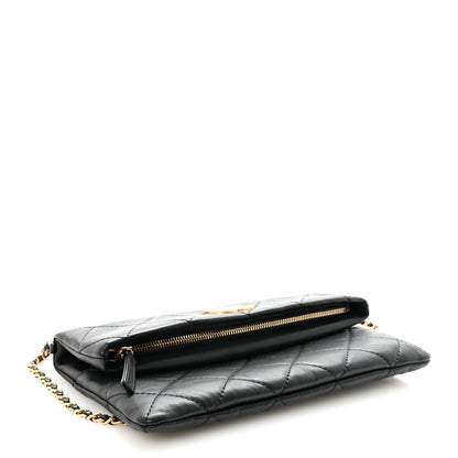 Chanel Calfskin Quilted Fold Over Clutch Black 4 of 11