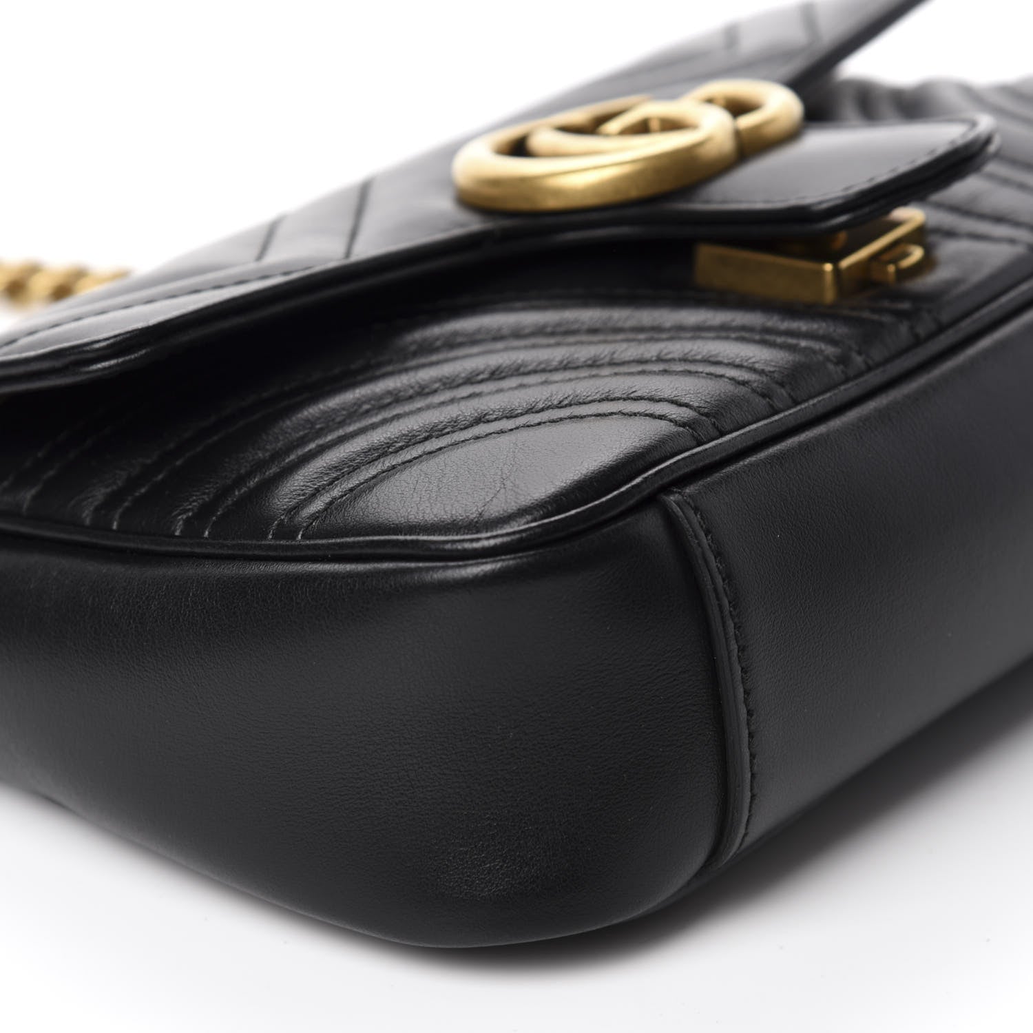 Gucci Calfskin Matelasse Mini GG Marmont Shoulder Bag Black 6 of 10