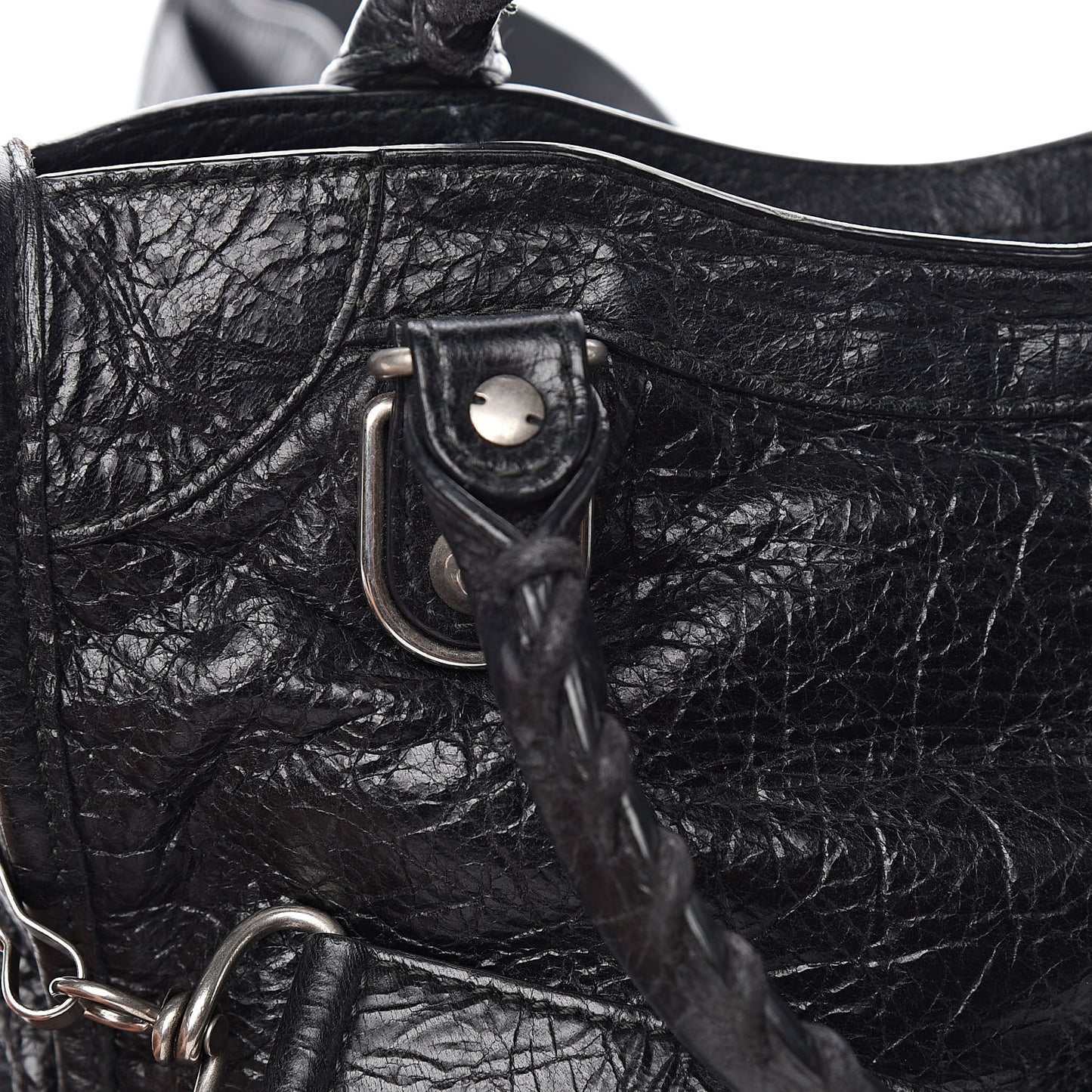Agneau Silver Metallic Edge Hardware Mini City Black
