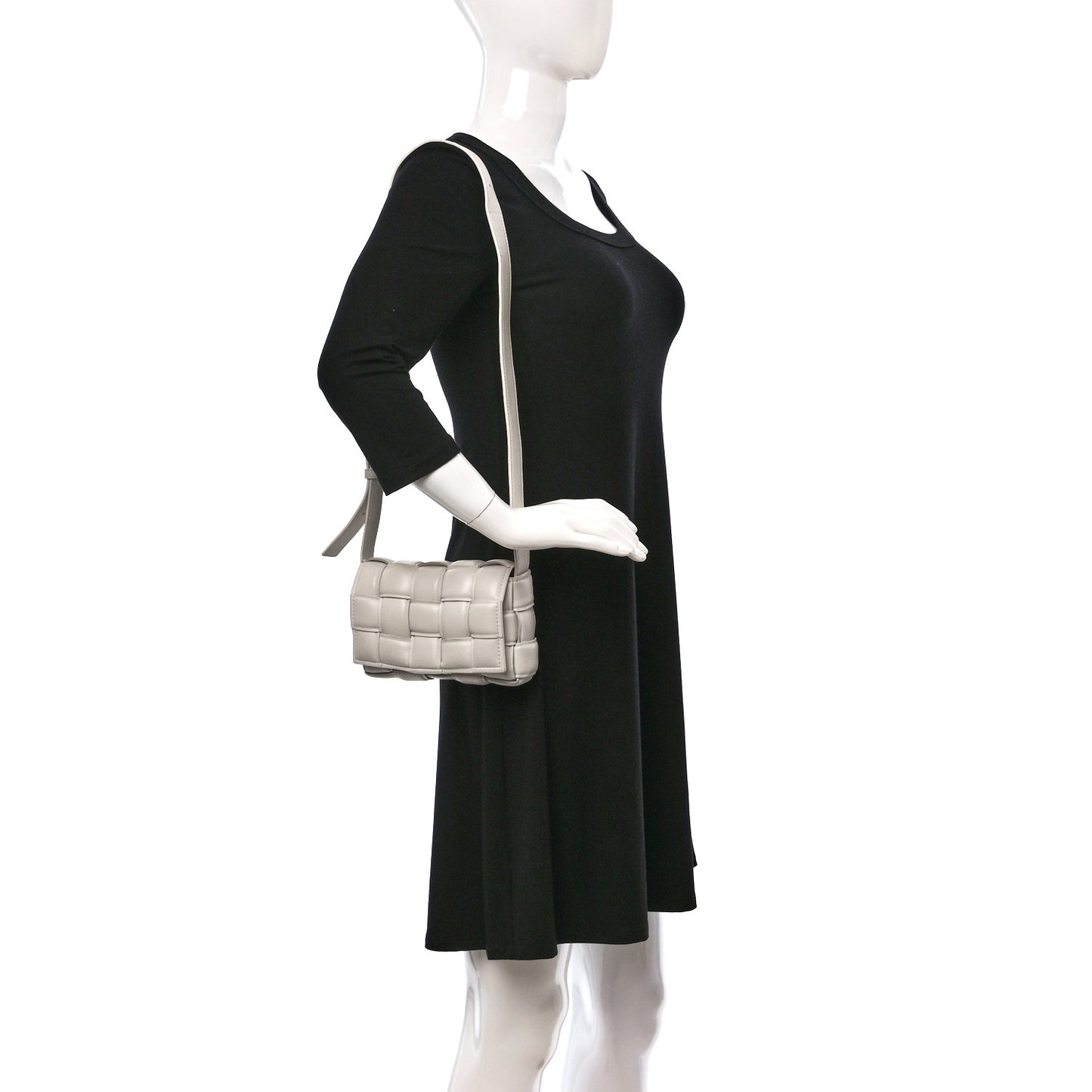 Nappa Maxi Intrecciato Small Padded Cassette Crossbody Bag Chalk