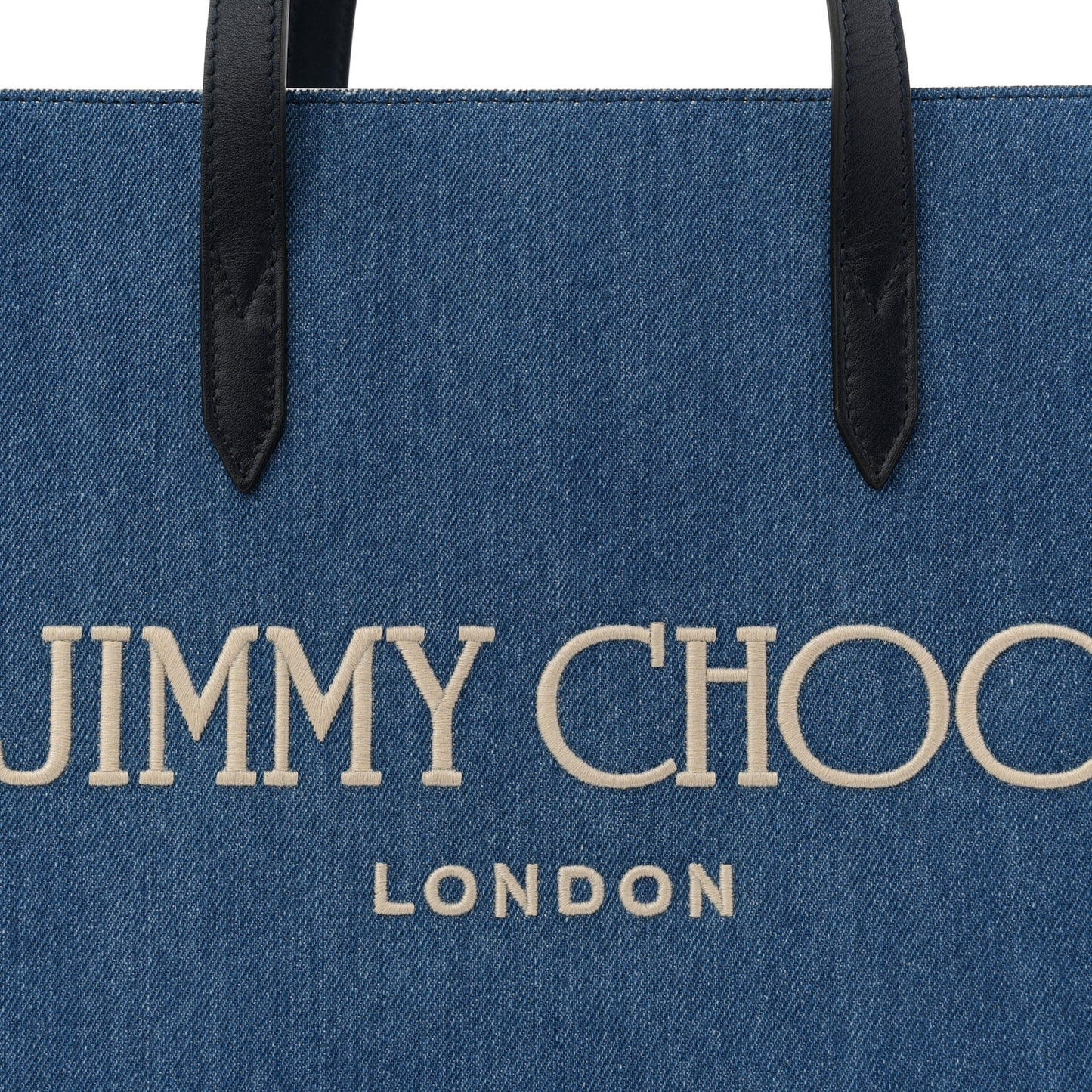 Canvas Embroidered Logo Tote Denim Milk