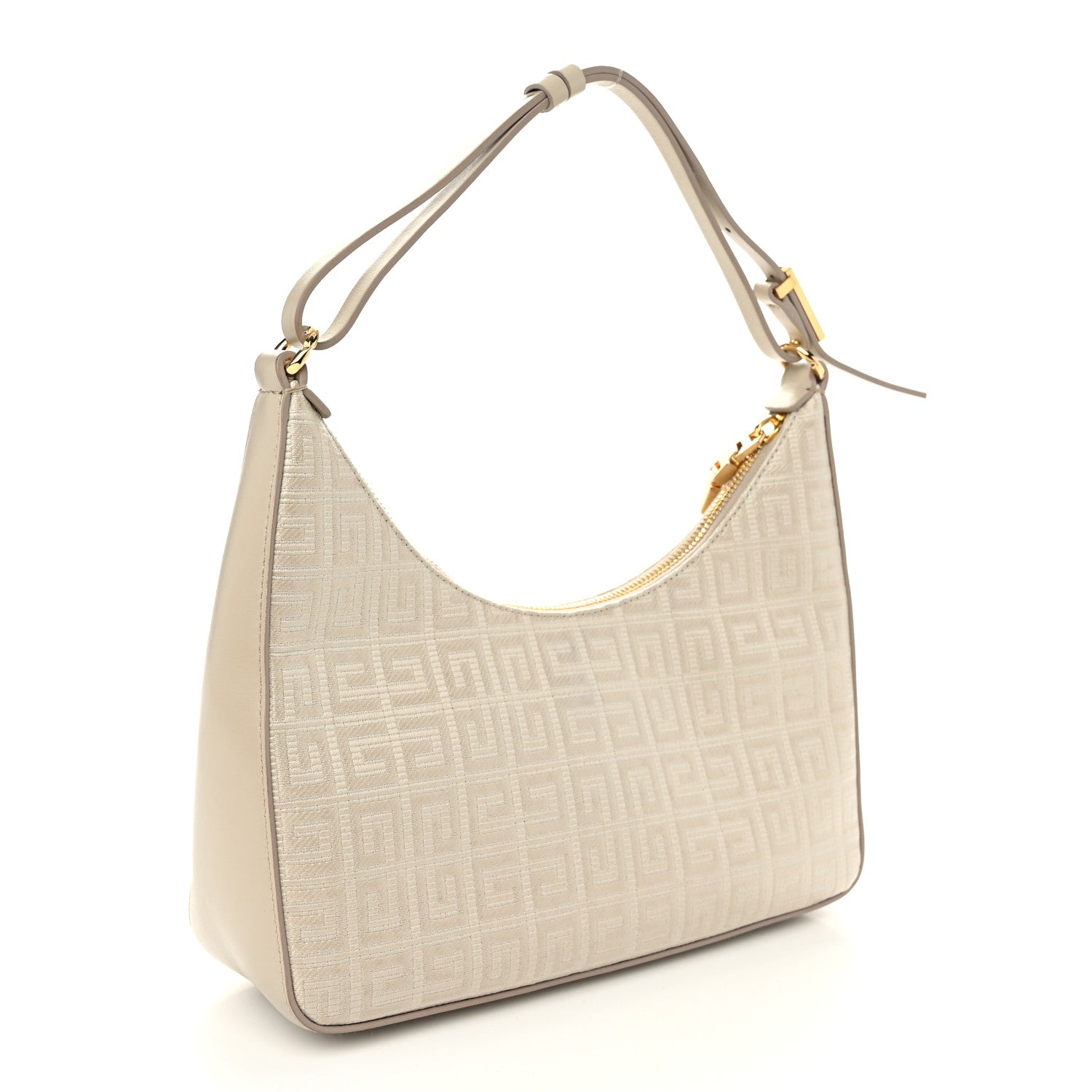Givenchy Coated Canvas Logo 4G Embossed Small Moon Cut Out Shoulder Bag Natural Beige 3 of 10