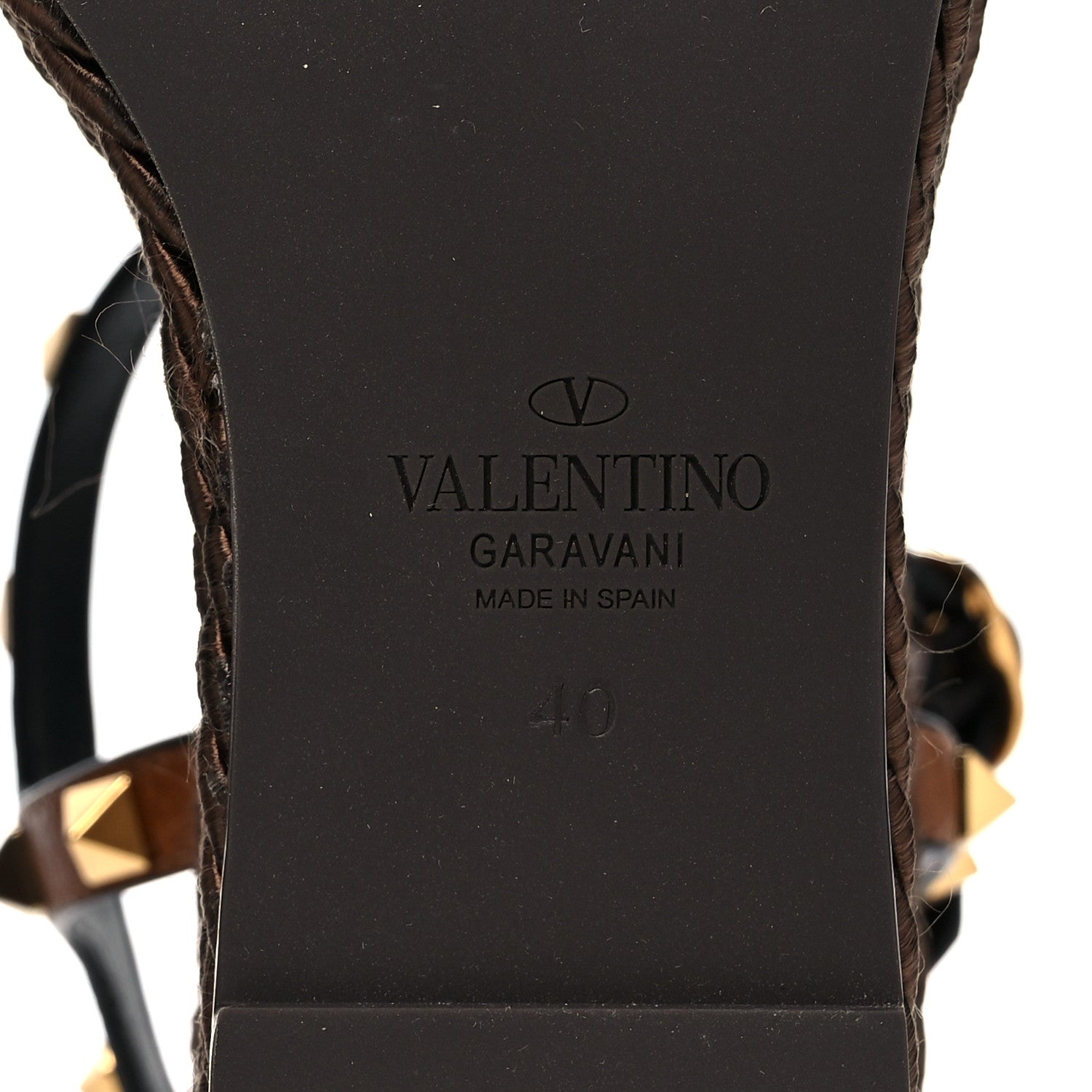 Valentino Garavani Calfskin Rockstud Torchon Espadrille 25/115mm Wedge Sandals 40 Cuoio 6 of 8