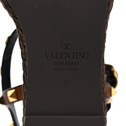 Valentino Garavani Calfskin Rockstud Torchon Espadrille 25/115mm Wedge Sandals 40 Cuoio 6 of 8