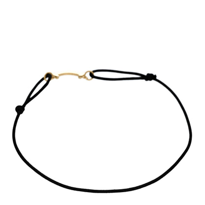 Tiffany 18K Yellow Gold Mini T Smile Cord Bracelet Black 2 of 4