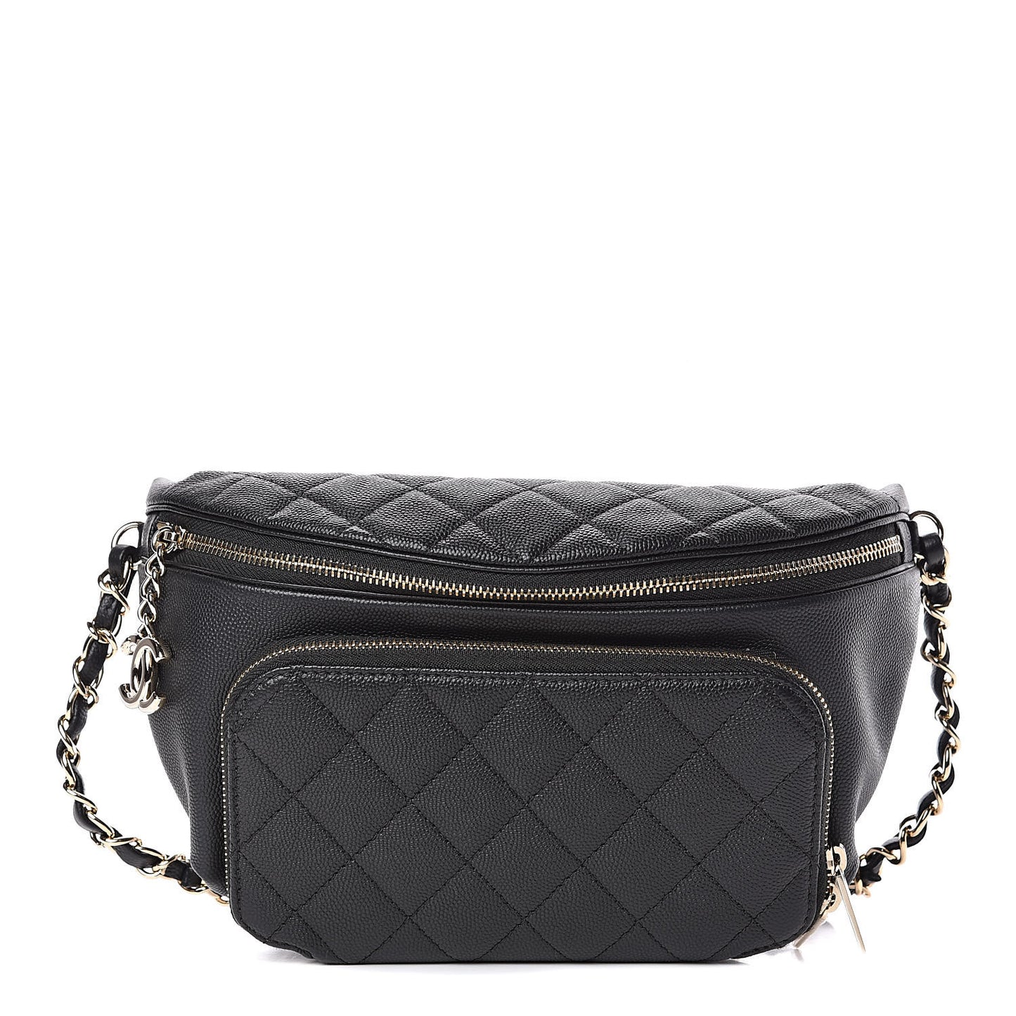 Caviar Quilted Business Affinity Waist Belt Bag Black