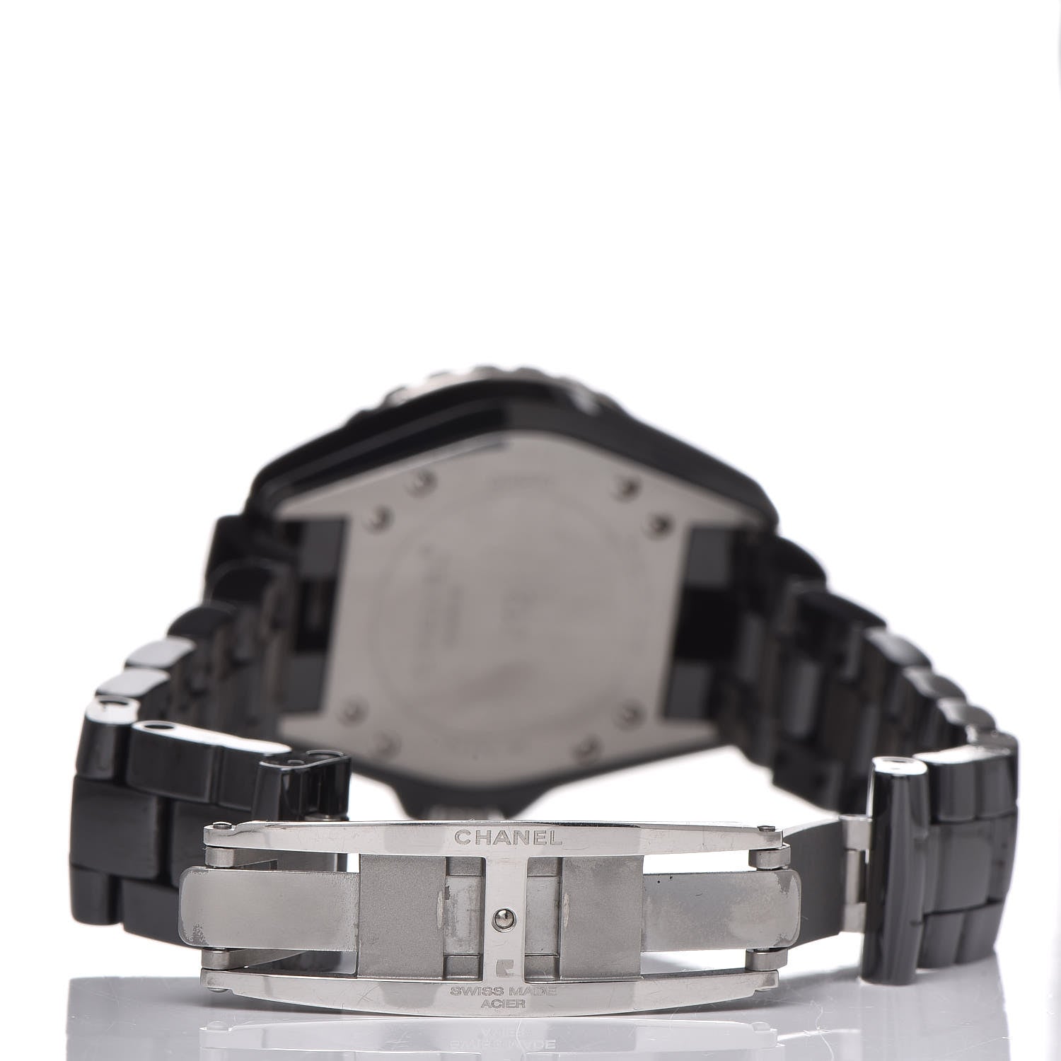 Chanel Stainless Steel Ceramic Diamond 33mm J12 Quartz Watch Black 5 of 6
