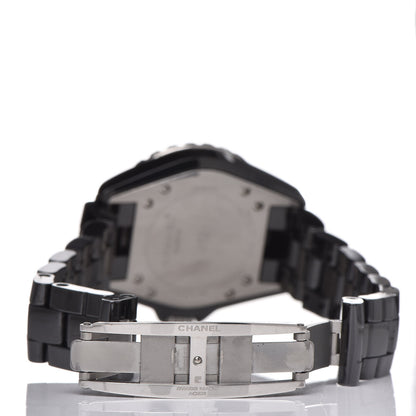 Chanel Stainless Steel Ceramic Diamond 33mm J12 Quartz Watch Black 5 of 6