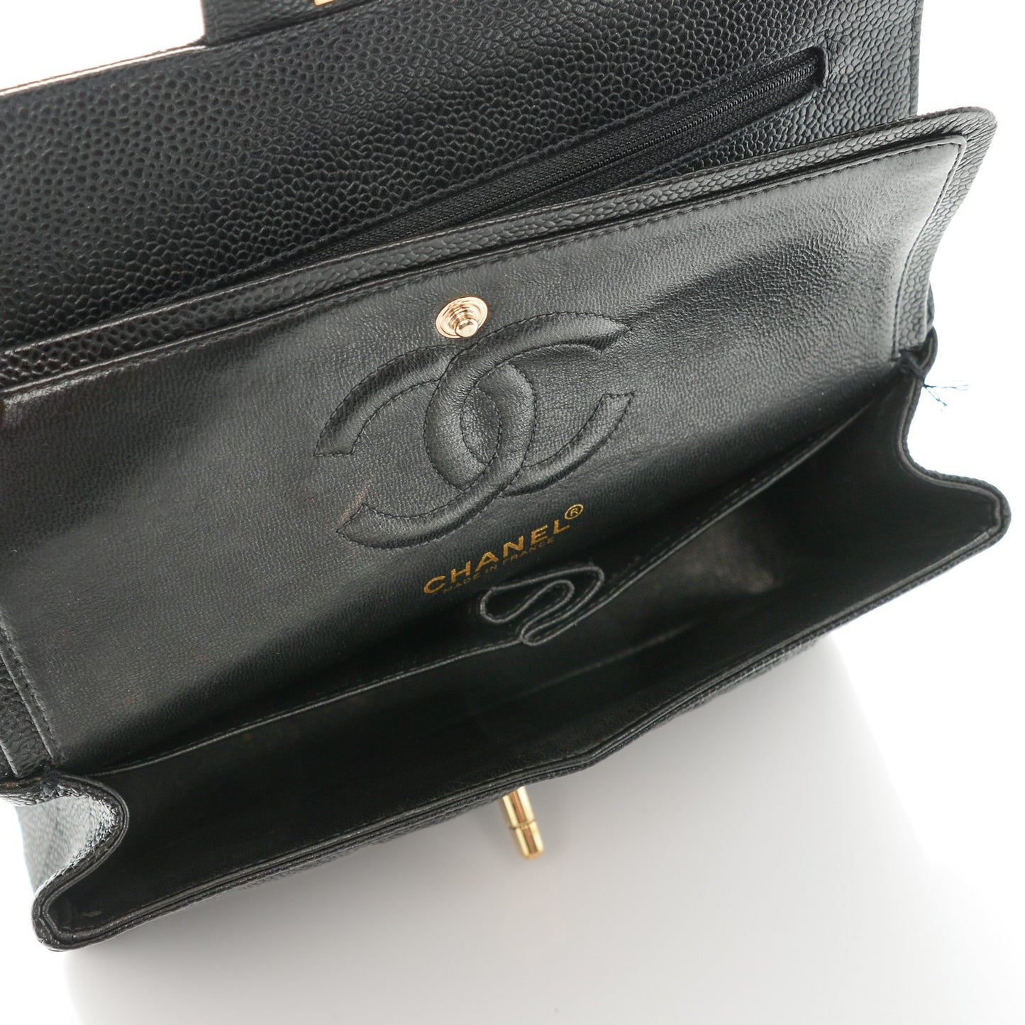 Caviar Quilted Small Double Flap Black