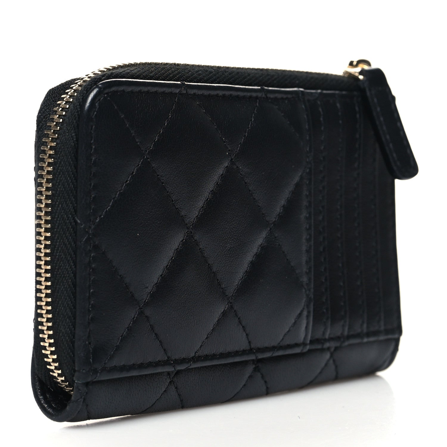 Chanel Lambskin Quilted Zip Card Holder Black 3 of 8