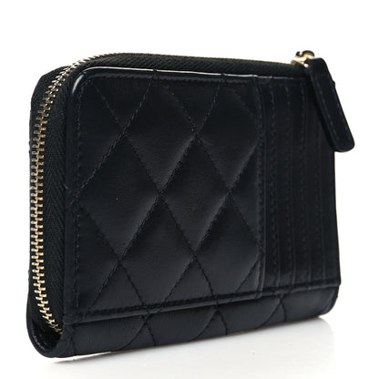 Chanel Lambskin Quilted Zip Card Holder Black 3 of 8