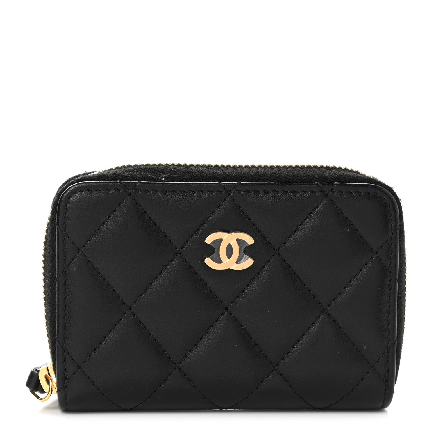Chanel Lambskin Quilted Zip Coin Purse Black 1 of 8