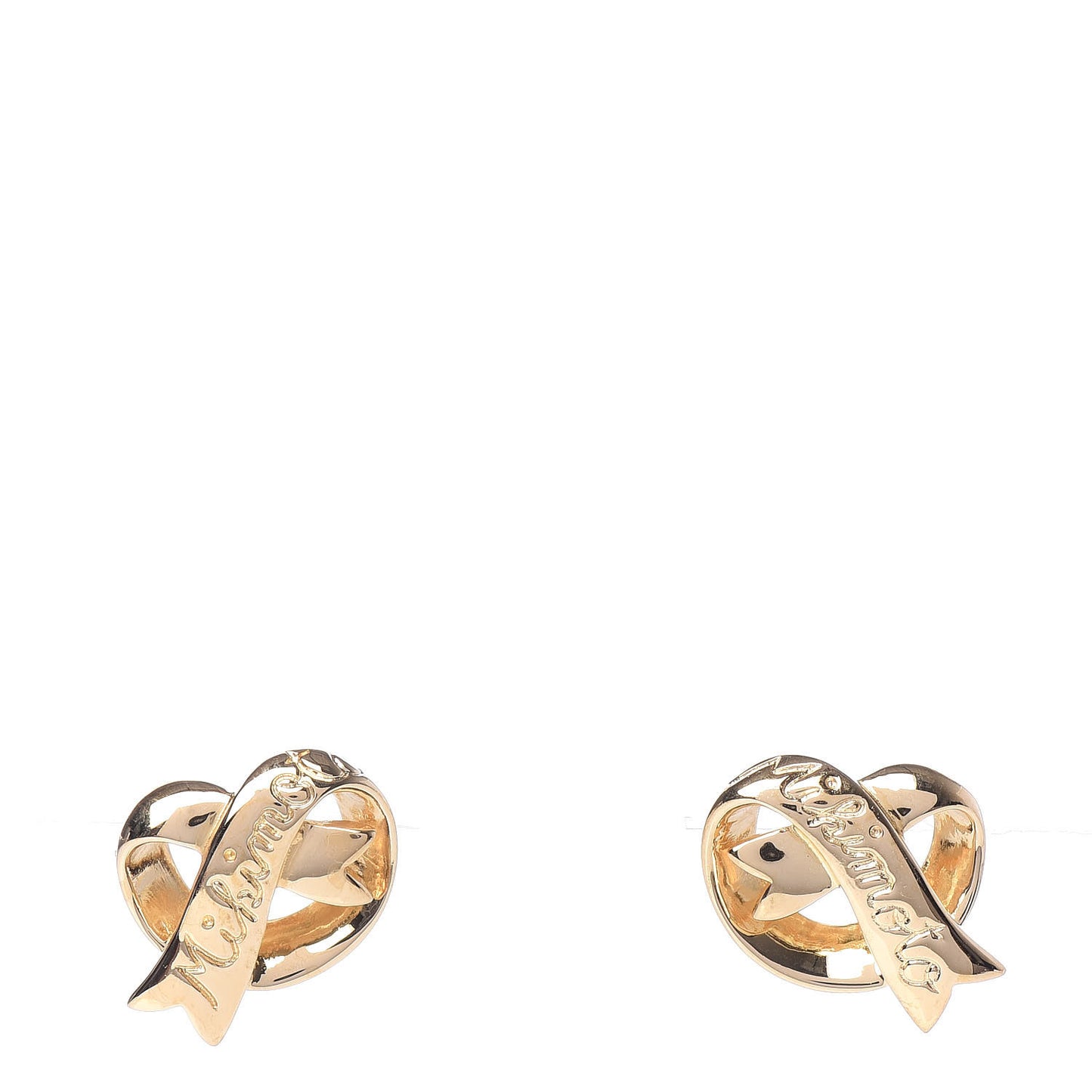 18K Yellow Gold Engraved Ribbon Earrings