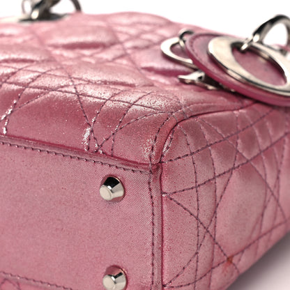 Christian Dior Metallic Lambskin Cannage Mini Lady Dior Rose Cherie 10 of 16