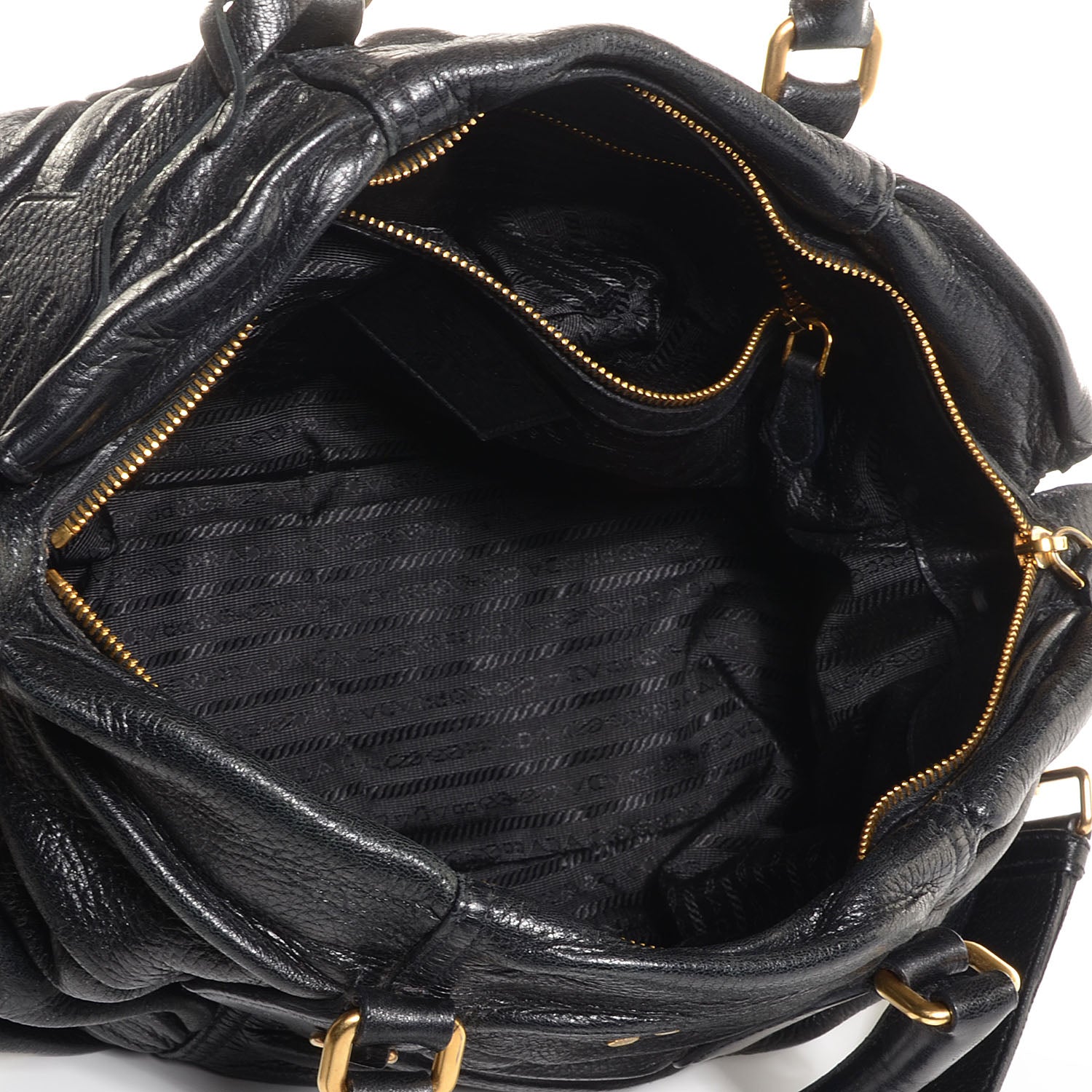 Prada Cervo Gaufre Satchel Nero Black 5 of 12
