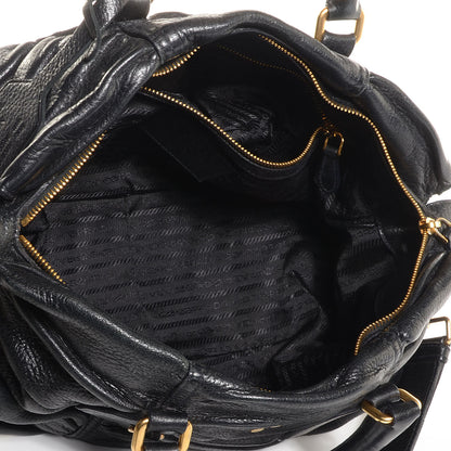 Prada Cervo Gaufre Satchel Nero Black 5 of 12