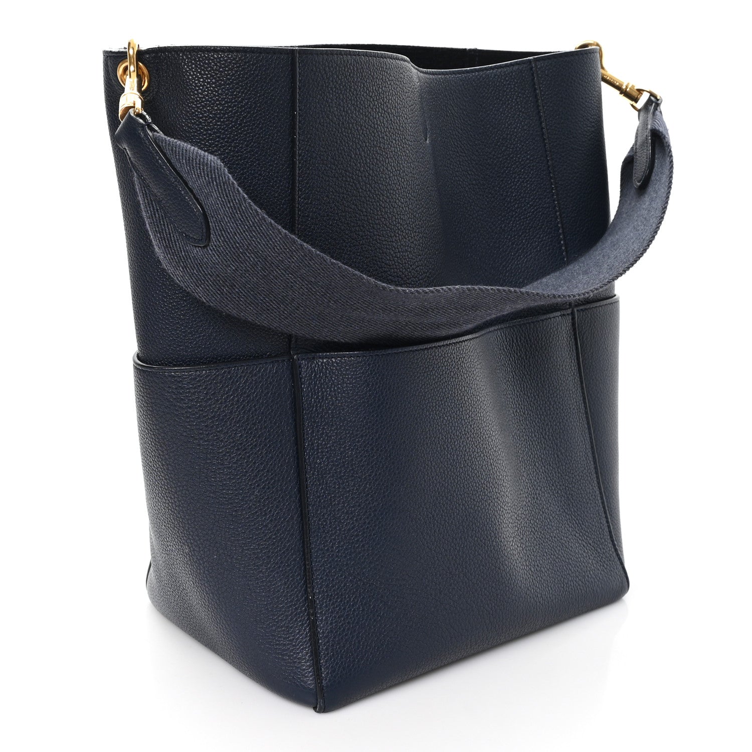 Celine Soft Grained Calfskin Sangle Bucket Bag Navy Blue 1885166