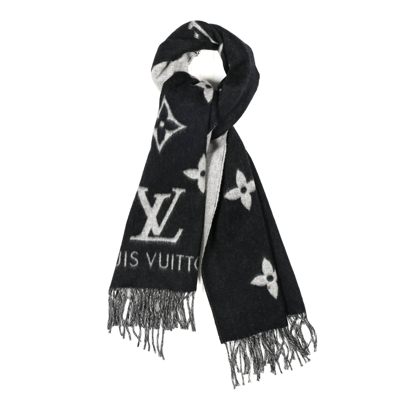 Cashmere Monogram Reykjavik Scarf Black