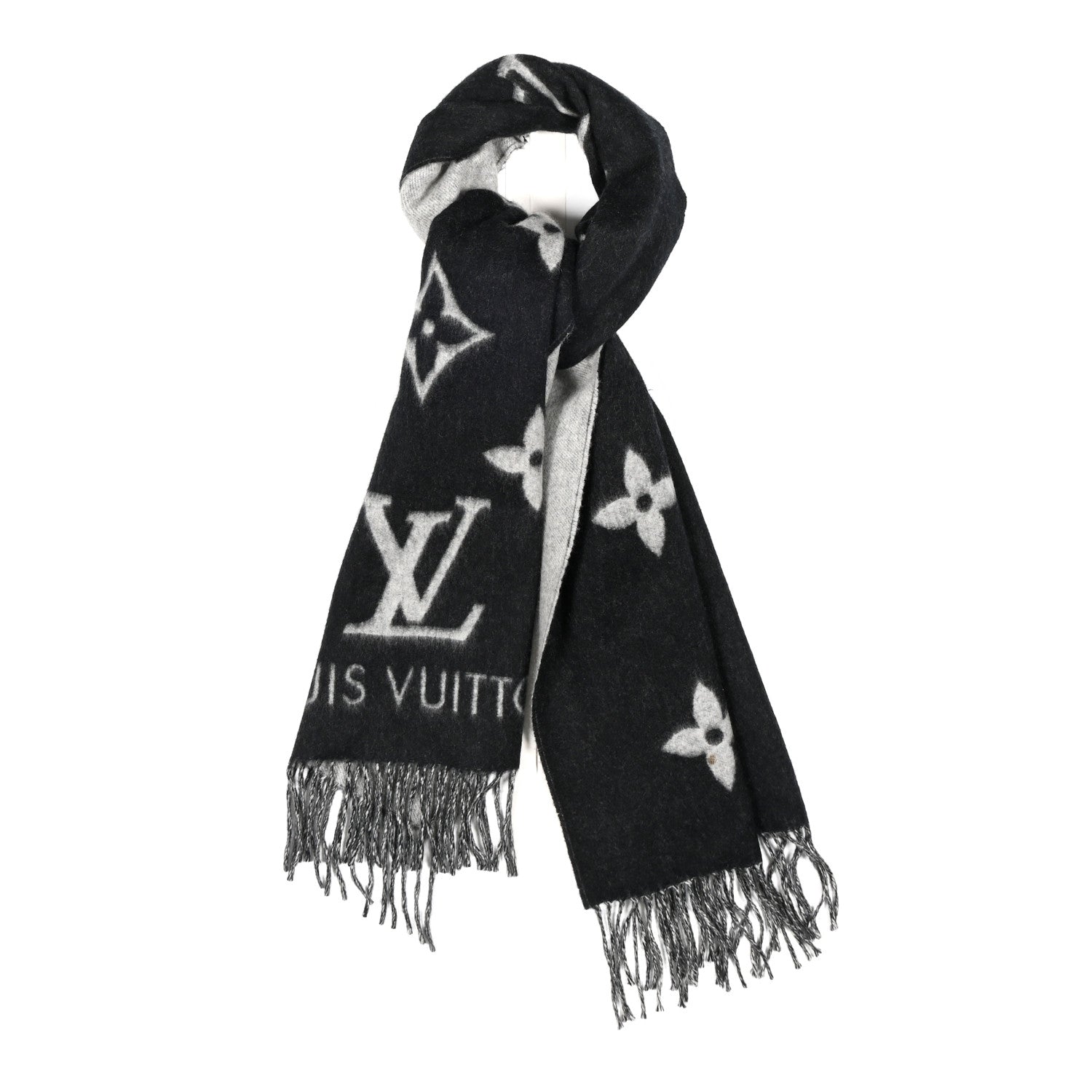 Louis Vuitton Cashmere Monogram Reykjavik Scarf Black 1 of 4