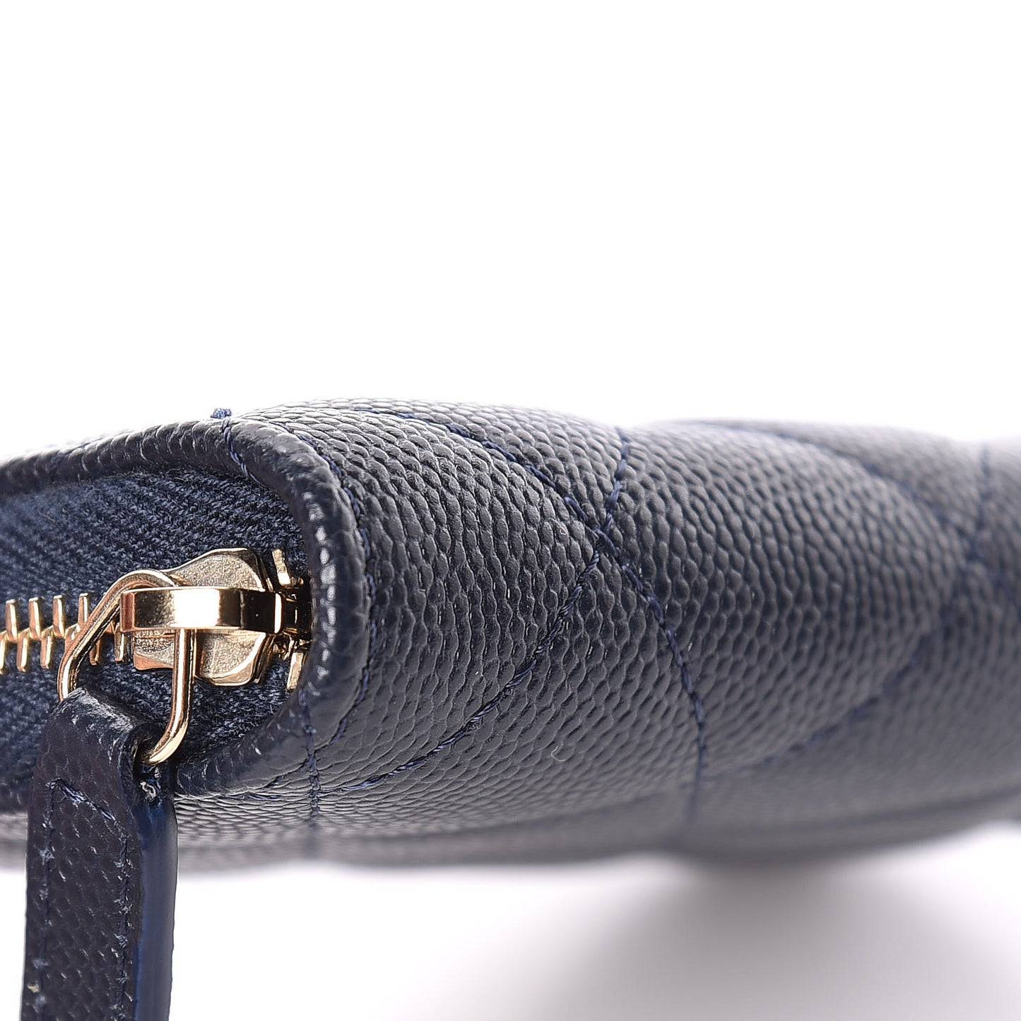 Caviar Quilted Zip Coin Purse Dark Blue