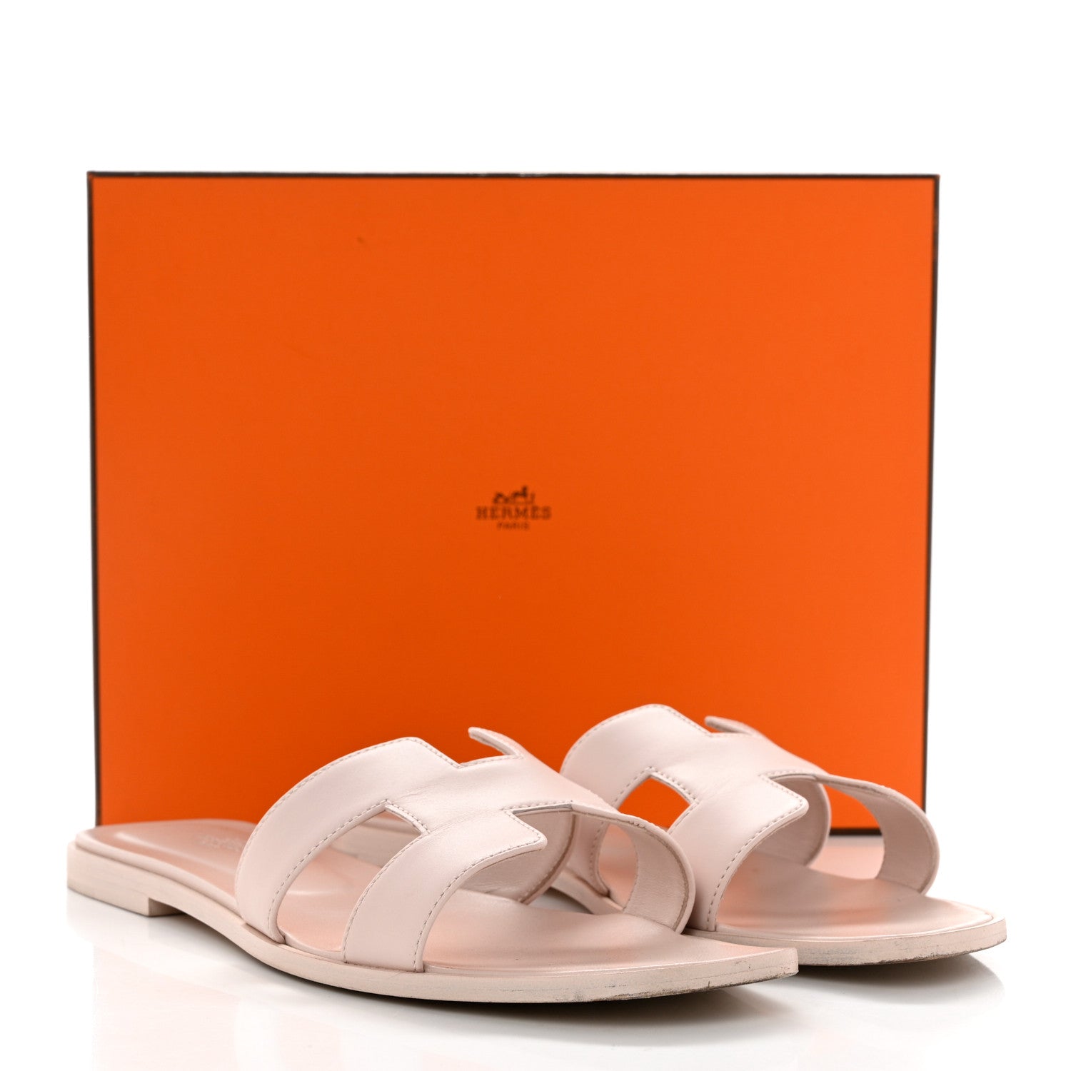 Hermes Box Calfskin Oran Sandals 41.5 Rose Pale 10 of 10