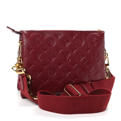 Louis Vuitton Lambskin Embossed Monogram Coussin PM Wine 3 of 8