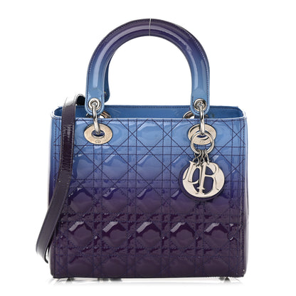 Christian Dior Patent Cannage Gradient Medium Lady Dior Purple Blue 1 of 26