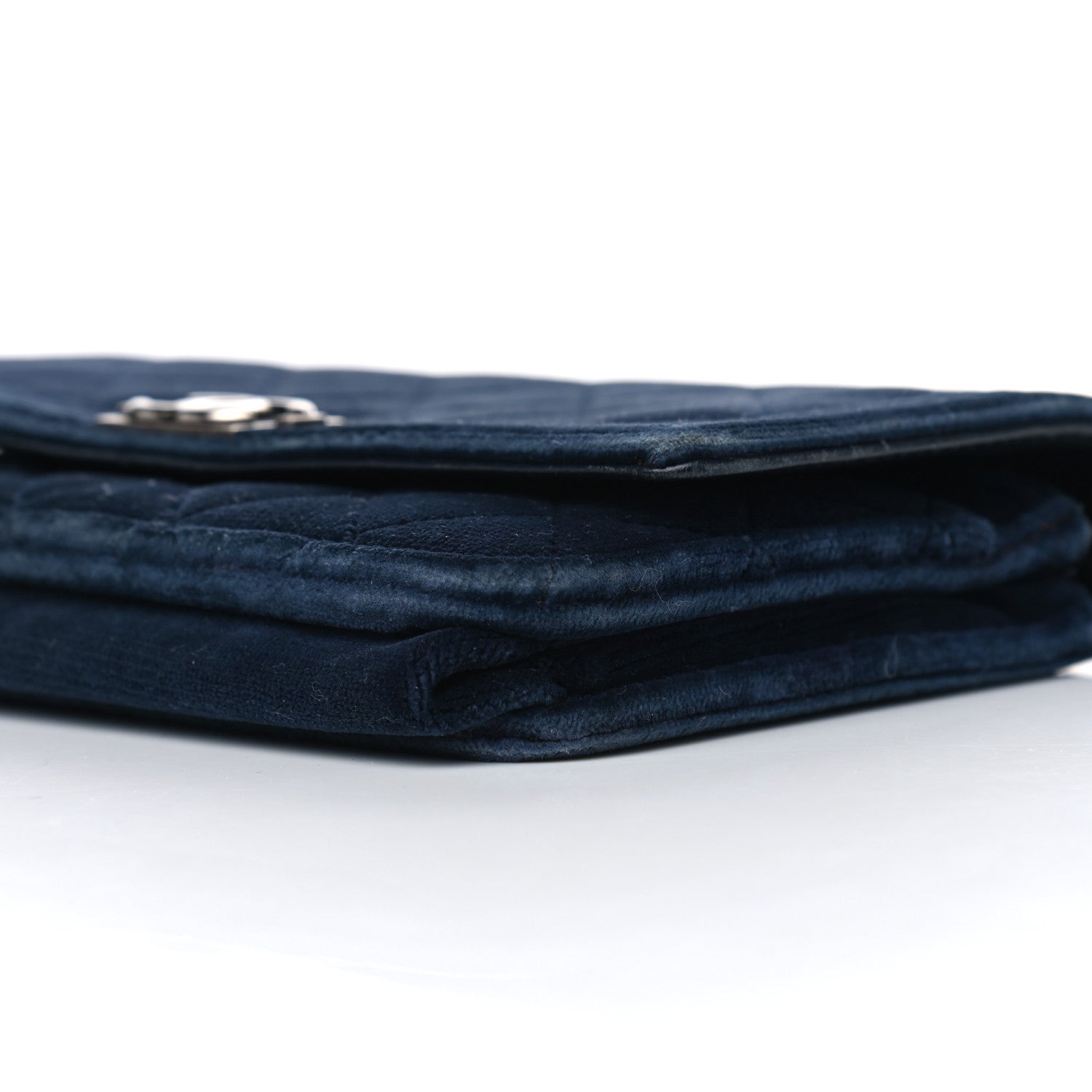 Chanel Velvet Quilted Boy Wallet On Chain WOC Navy 9 of 12