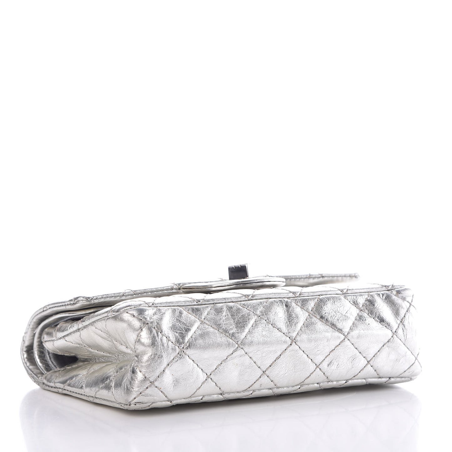 Metallic Aged Calfskin Quilted 2.55 Reissue 224 Flap Silver