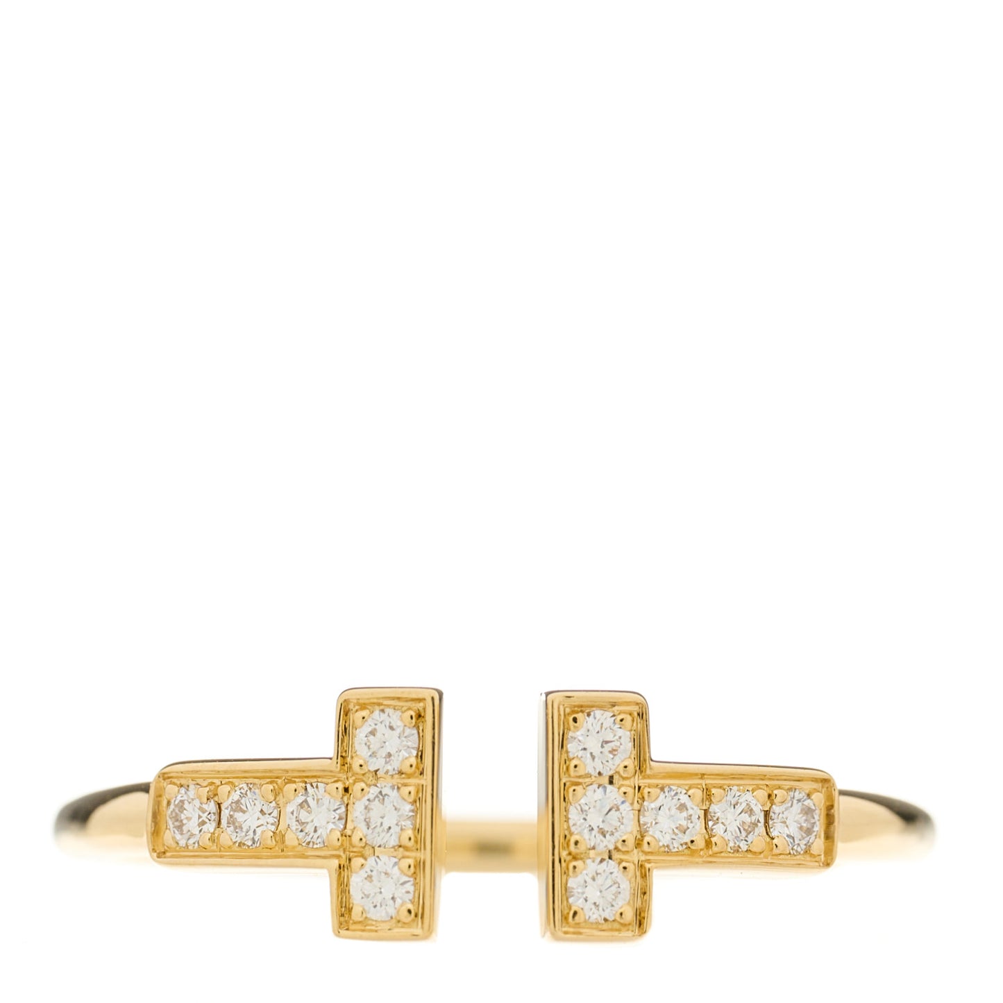 18K Yellow Gold Diamond T Wire Ring 54 7