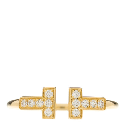 Tiffany 18K Yellow Gold Diamond T Wire Ring 54 7 1 of 4