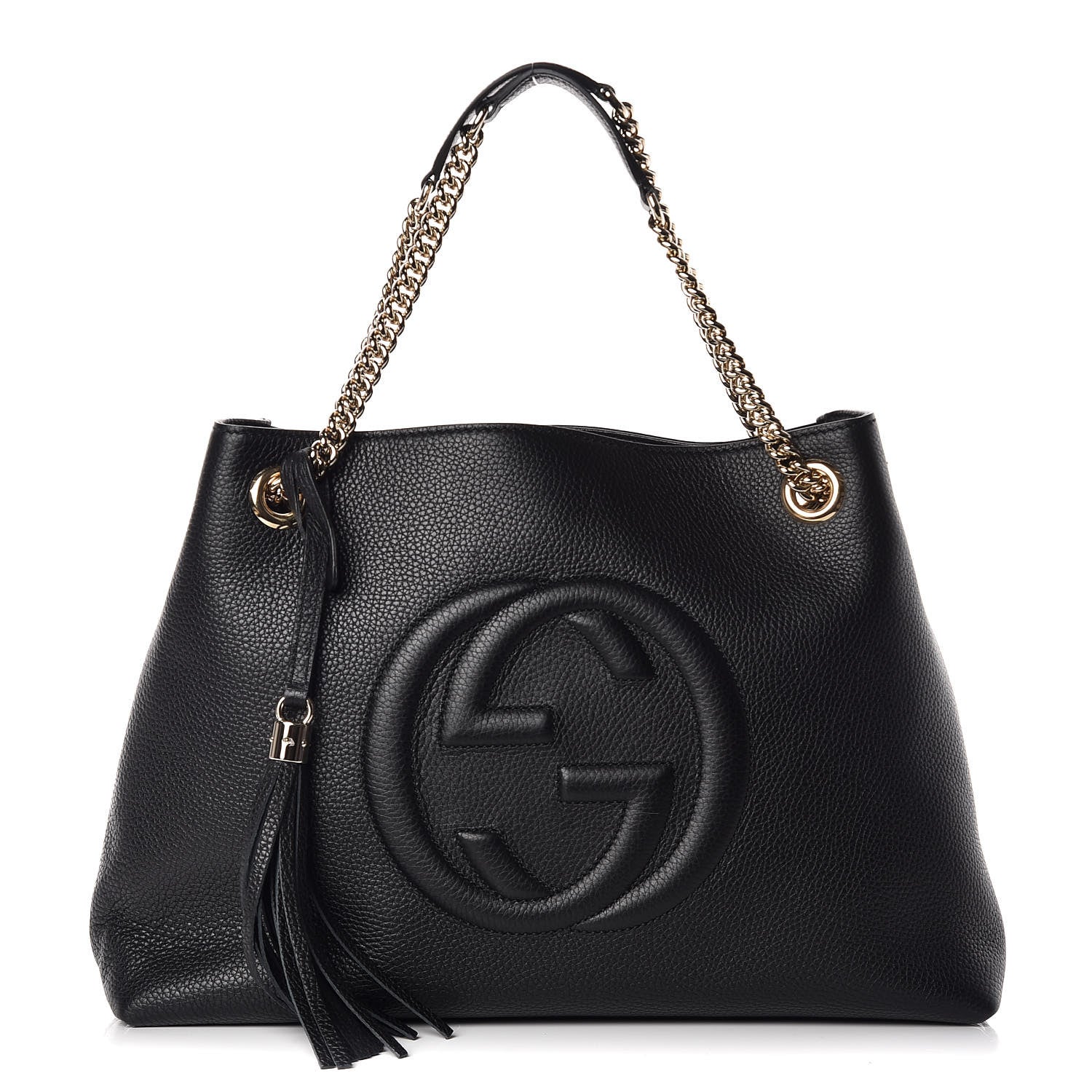 Gucci Pebbled Calfskin Medium Soho Chain Shoulder Bag Black 1 of 13
