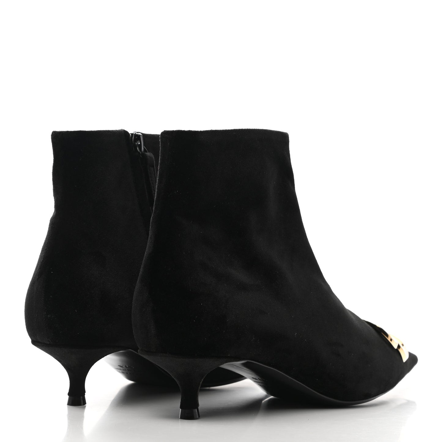 Velvet BB Pointy Toe Ankle Booties 37.5 Black Vintage