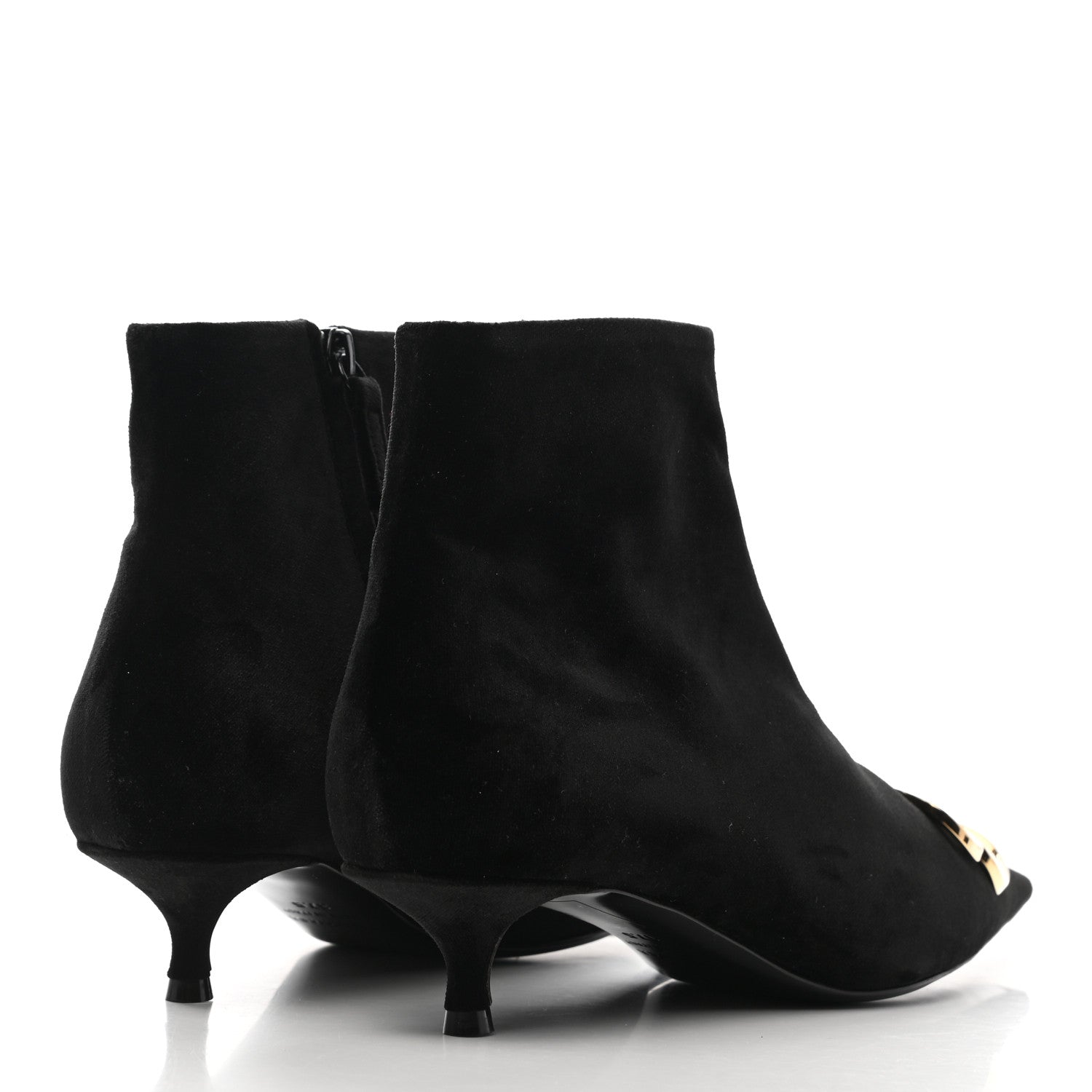 Balenciaga Velvet BB Pointy Toe Ankle Booties 37.5 Black Vintage 4 of 9