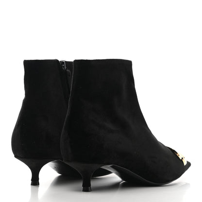 Balenciaga Velvet BB Pointy Toe Ankle Booties 37.5 Black Vintage 4 of 9
