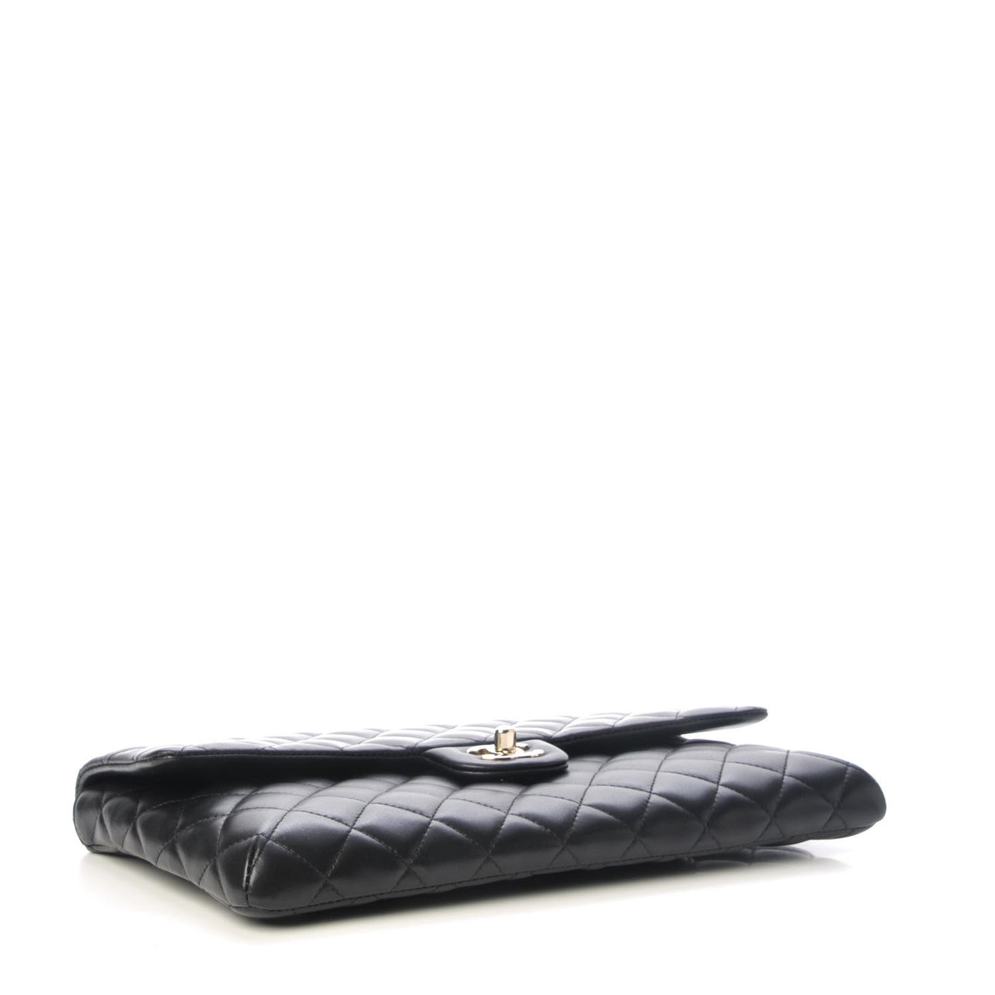 Lambskin Quilted Flap Clutch Black