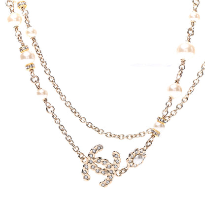 Chanel Crystal Pearl Pearls Coronation CC Long Necklace Gold 4 of 6