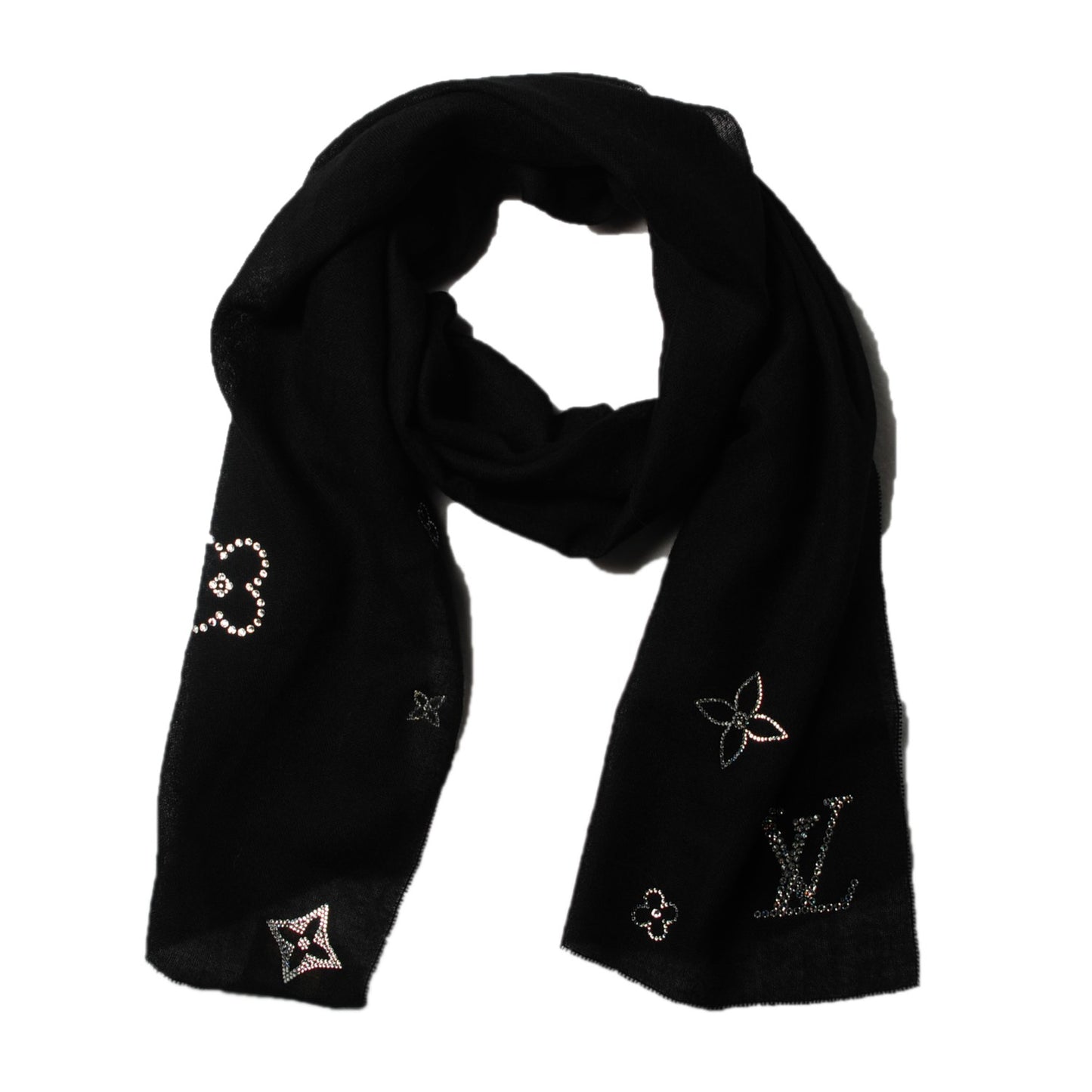 Cashmere Swarovski Crystal Monte Carlo Stole Black