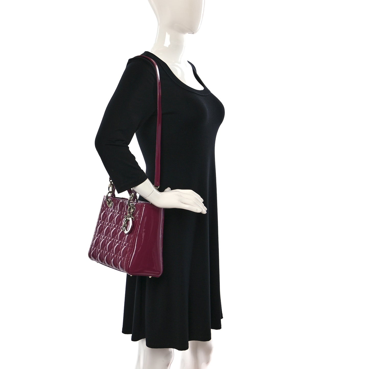Patent Cannage Medium Lady Dior Dark Pink