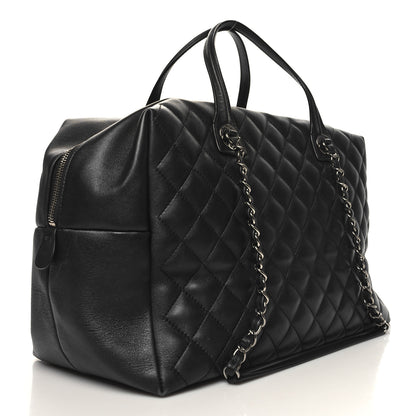 Chanel Calfskin Quilted Feather Weight Bowling Bag Black 2 of 14