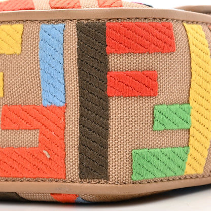 Fendi Canvas Vitello King FF Multicolor Embroidered Baguette Multicolor Cuoio 10 of 10