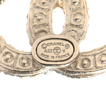 Chanel Pearl Crystal CC Earrings Light Gold 4 of 4