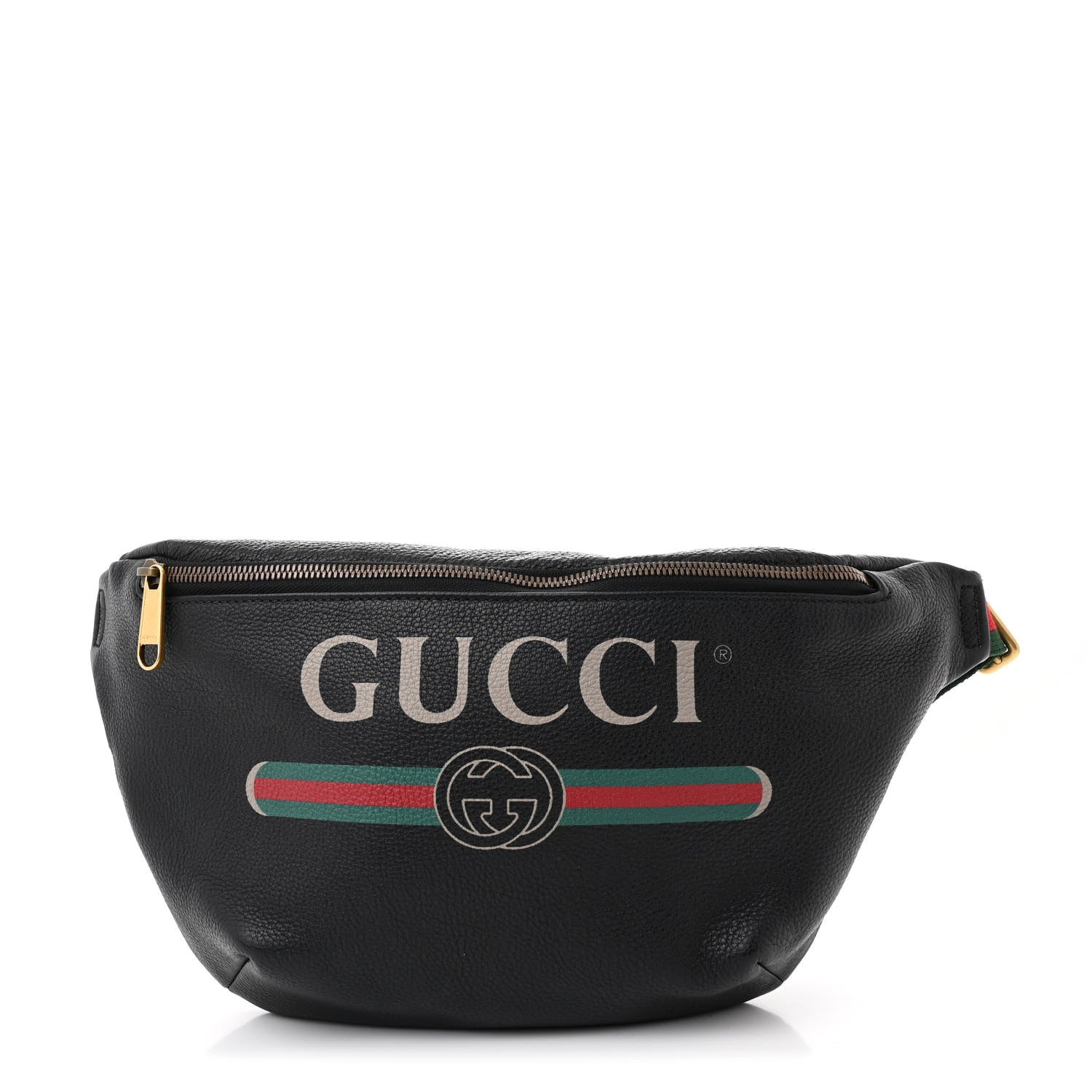 Gucci Grained Calfskin Logo Belt Bag Black 1 of 10