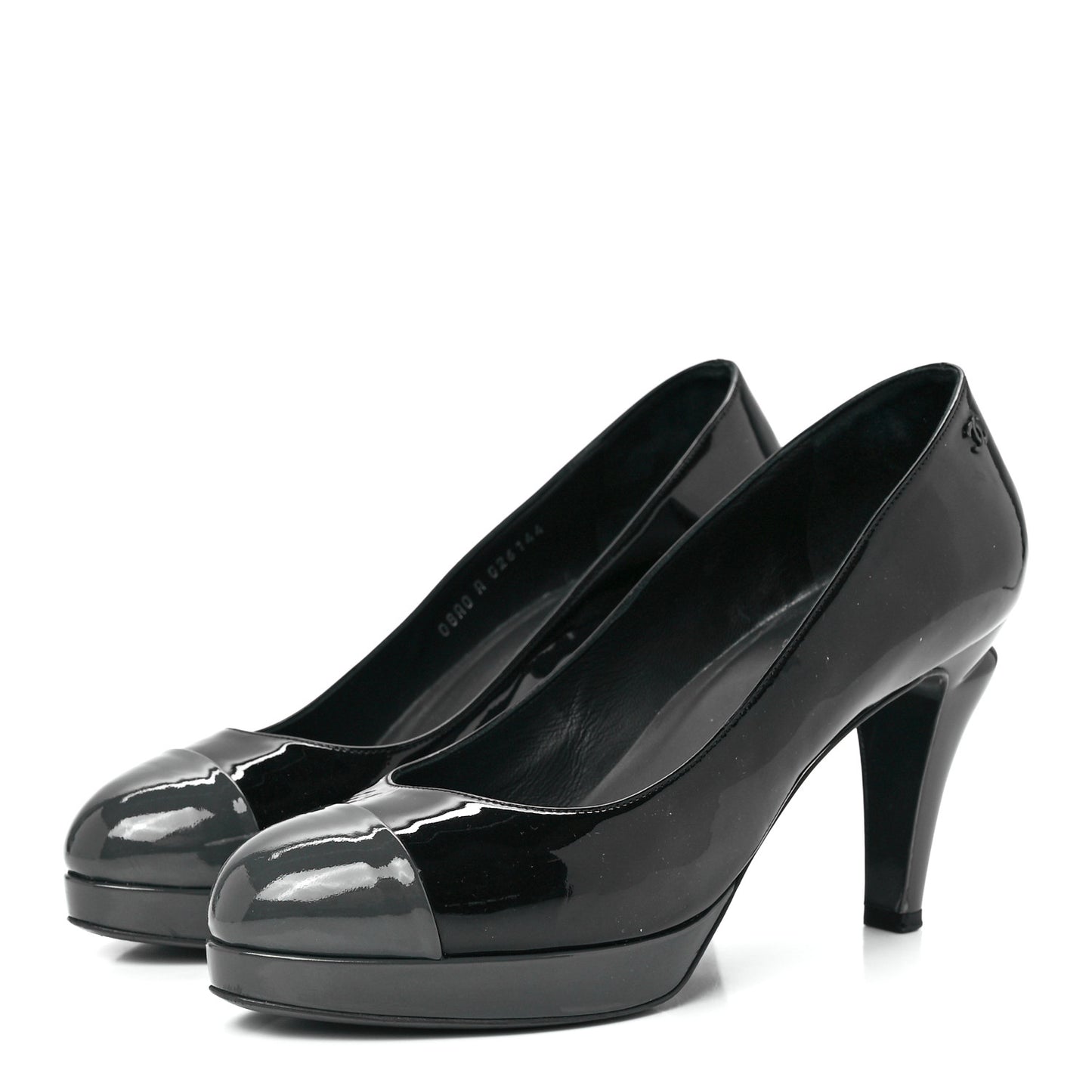Patent Cap Toe CC Pumps 40 Black Grey