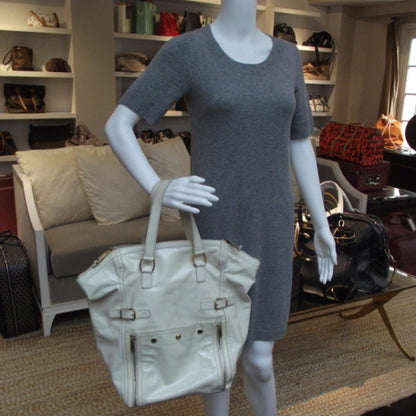 Saint Laurent Patent Downtown Tote Ivory 2 of 12